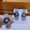 Accesorios de bricolaje S925 plata esterlina exquisitos pendientes de botón de perla de traje a juego colgante soporte vacío soporte de plata de dos piezas