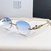 Óculos de Sol Ovais Sem Aro Decorados com Leopardo Estilo Europeu e Americano, Nova Moda Street Style Proteção UV Óculos de Sol Transfronteiriços