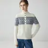 Suéter de cachemira grueso de siete agujas para mujer, jersey de cuello medio alto como prenda base con diseño jacquard Fair Isle, manga larga, capa interior