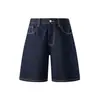 Shorts de mezclilla de moda para hombre, nuevo estilo de verano, azul con brillos plateados, sin elasticidad, versátiles, holgados de pierna ancha de longitud media, venta al por mayor