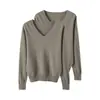 Conjunto de dos piezas de suéteres de punto holgado con cuello en V para mujer, nuevo estilo otoño e invierno, prendas de abrigo versátiles, tops elegantes de manga larga de color liso