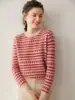 Novo Suéter Feminino de Caxemira Outono/Inverno, Gola Redonda, Estampa Fair Isle Vintage, Novo Pulôver Tricô Jacquard de Caxemira Camisa Base
