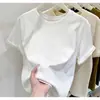 Camiseta Blanca para Mujer 2025 Nuevo Verano Manga Corta Hombro Normal Camiseta Básica Cuello Redondo Ropa Interior Blanca Ajuste Delgado Top