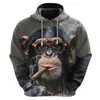 Moletom com Capuz Casual Masculino Estampa 3D de Gorila Fashion Personalizado Venda Direta da Fábrica Fornecimento