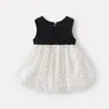 Vestido Chaleco de Verano Nuevo Estilo Dulce con Lunares y Flores para Bebés y Niños Pequeños, Vestido Casual y Fresco Sencillo de Retazos para Niñas Bebés