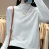 Nuevo Suéter de Lana Fina de Cuello Alto Medio para Otoño e Invierno para Mujer, Suéter de Punto Pullover Corto Holgado, Capa Base Colorida