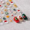 Lindas Pegatinas para Uñas de Santa Claus Copo de Nieve Blanco Árbol de Navidad Tridimensional Reno Muñeco de Nieve Dibujos Animados Pegatinas para Uñas Portátiles