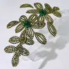 Coroa de Cabelo para Noiva de Comércio Exterior, Tiara de Cabelo com Corrente de Garra Folha e Diamante Feita à Mão, Acessórios para Vestido de Casamento, Tiara Verde Dz275