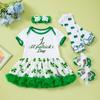 Ropa de primavera y verano para niños bebé St. Fiesta navideña de Patrick Conjunto de falda y calcetines para bebé y niña, vestido de princesa de malla verde