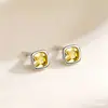 Pendientes de Cubo de Azúcar de Limón de Plata Pura S999 para Mujer, Pendientes de Estilo Nuevo Simple, Tachuelas Elegantes y de Diseño Único