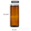 Vaso para Velas Grande Marrón Transfronterizo Portavelas de Vidrio Botella Vacía 1000ml Vaso/Tarro para Velas de Aromaterapia Marrón con Tapa
