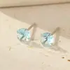Bajo el Árbol Banyan S999 Plata Pura Amazonia Más Vendidos Pendientes de Zirconia Azul para Perforación de Oreja, Pendientes Unisex de Alta Gama al por Mayor
