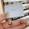 Aretes Estilo Chino Rojo Festivos de Año Nuevo para Mujer con Gancho para Oreja Sentido de Alta Gama Atmosféricos Celebridad de Internet Moda Pendientes de Año Nuevo