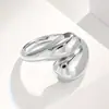 Anillo de Gota de Agua Brillante de Doble Capa Simple y Fresco Anillo Abierto Ovalado Creativo Minimalista Longrui Temu Más Vendido al por Mayor