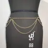 Estilo Europeu e Americano Simples Versátil Corrente de Metal Anel Geométrico Multicamadas Corrente de Cintura Feminina waist chainskl000262