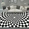 Alfombra de Piso de Payaso Blanco y Negro con Trampa Visual 3D Transfronteriza para Sala de Estar, Alfombra Completa Tridimensional Resistente a Manchas y al Desgaste, Manta para Sofá y Mesa de Café