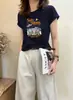 Camiseta de Algodão Canelado Guangzhou Treze Fábricas 220g para Mulheres, Direto da Fábrica, Top de Manga Curta Slim Fit, Exclusivo de Verão para Atacado