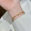 Pulsera Ovalada de Citrino Natural de Plata de Ley S925 para Mujer Diseño de Nicho de Gama Alta Versátil Pulsera Atrae Riqueza