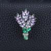 Broche de Liga de Zinco Lavanda Conjunto de Flores de Planta Mori para Mulheres com Broche de Diamante Fixado em Roupas Pin Anti-Luz Joia