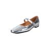 Talla Talla Reembolsable Personalizado Remache Piel de Vaca Mary Jane Primavera 2025 Tacón Bajo Grueso Punta Cuadrada Piel Genuina Zapatos de Botón Único para Mujer