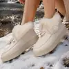 Botas de Neve Femininas com Laço e Acabamento em Pelo 2026 Inverno Novo Botas de Algodão com Solado Grosso para Mulheres, Forradas com Lã e Espessadas para Aquecimento