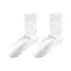 Calcetines de algodón 100% puro para mujer, calcetines finos de verano hasta la pantorrilla, calcetines florales apilados antibacterianos y resistentes al olor, calcetines blancos sin costuras para maternidad