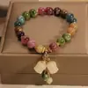 Llegada Nueva Pulsera de Turmalina Artificial Colorida Ins Nicho Colgante Orquídea Suzuki Pulsera de Cristal para Regalo de Novia