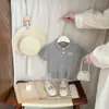 Conjunto de Verano para Niñas Pequeñas Sencillo Suéter de Punto Polo Pantalones Falda Elegantes Conjunto de Dos Piezas Pantalones Falda Transpirables para Bebé