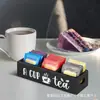 Caja de Almacenamiento de Madera Transfronteriza Almacenamiento de Bolsitas de Té y Café Cocina Barra Madera Maciza Compartimento Multifuncional Caja de Almacenamiento de Escritorio