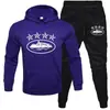 Conjunto Deportivo Casual de Dos Piezas para Hombre con Sudadera y Pantalón de Chándal de Terciopelo de Color Sólido con Estampado de Letras Transfronterizo Se Puede Personalizar con Logo Impreso
