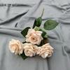 Rosa de terciopelo de imitación, 4 rosas individuales, arreglo floral para boda, auditorio, decoración, centro comercial, hotel, arreglo floral, flores falsas