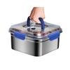 Caja de Conservación Azul Portátil Engrosada de Acero Inoxidable Grado Alimenticio Sellada Gran Capacidad Fruta Bento Cuadrada Caja de Arroz con Tapa