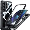 Adecuado para Samsung S25 Funda para Teléfono Móvil a Prueba de Tres 9H Cristal 360 Todo Incluido Anti-Caída Absorción de Impactos Anti-Arañazos Carga Magnética