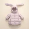 Pinghu Chixin 90 Plumón de Pato Blanco con Capucha Desmontable Orejas de Conejo Ropa de Abrigo Cálida Chaqueta Ligera de Plumón para Niñas