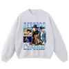 Sudadera con cuello redondo Sudadera con capucha transfronteriza Flor frita Algodón puro con capucha Holgada Talla grande Estilo Ins Estampado de cantante Ropa para hombre y mujer