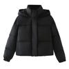Nueva chaqueta acolchada de algodón con capucha de color liso, abrigo cálido, estilo urbano de ocio, europeo y americano, transfronterizo, para mujer, otoño e invierno 2024