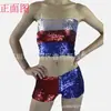 Escuadrón Suicida cosplay Mujer Payaso Muchos Lunares Disfraz Moderno Pantalones Cortos de Lentejuelas Top Tubo de Lentejuelas
