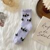 Calcetines de Felpa de Coral de Panda para Mujer, Calcetines Gruesos de Media Pantorrilla para Otoño e Invierno, Calcetines Cálidos para el Hogar, Dormir y el Suelo, Transfronterizos