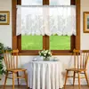 Cortina corta de encaje blanco estilo francés transfronteriza, cortina visillo opaca para decoración de sala de estar en casa, cortina de cocina, lujo ligero