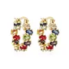 Pendientes Geométricos Aogu Transfronterizos Minimalistas de Lujo en Cobre Chapado en Oro de 18K con Circonita de Colores para Mujer, Pendientes Versátiles Únicos de Alta Gama Nuevos
