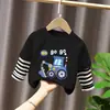 Camiseta de Manga Larga Rayada para Niños Otoño Ropa Falsa de Dos Piezas para Niños Tallas Mediana y Grande Estilo Otoño para Niños Ropa para Bebés y Niños Nuevo Estilo 2026