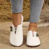 Exportação Transfronteiriça 2025 Novos Sapatos Casuais de Outono para Mulheres Bico Redondo Boca Rasa Slip-On Tamanho Grande 43 Sapatos Femininos Amazon