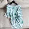 2026 Camiseta de Seda Nueva Estampada Verano Delgada de Seda Top con Dobladillo Irregular Venta al por Mayor H02CT6519