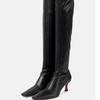 Botas Europeas y Americanas Finas Hasta la Rodilla Otoño e Invierno Nuevas Punta Cuadrada Tacón Fino Mangas Botas de Moda Simples Elegantes Talla Extra Grande Mujeres