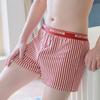 Roupa Íntima Masculina Calças Arrow de Algodão Soltas Tamanho Grande Respirável Cuecas Boxer Meninos Esportivo Listrado Calças de Casa Elástico Moderno