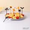 Tenedor de Fruta de Dibujos Animados para Niños, Set Creativo de Señales de Fruta de Animales Lindos de Plástico, Señal para Almuerzo