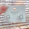 Pendientes de Pétalo con Circonita y Esmalte Goteado Frescos y de Moda para Mujer, Pendientes de Plata con Aguja de Plata y Perla de Estilo Coreano, Diseño de Pendientes Simple y Versátil