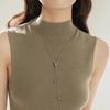 2024 nueva cadena de suéter de acero de titanio para otoño e invierno, larga, sensación de alta gama, retro, cuentas redondas doradas y plateadas, collar ajustable para mujer