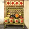 Estante de Bambú para Carnes Curadas Colgantes Estante de Exhibición de Productos de Granja de Ocio con Techo Estante Retro Exhibición Abierta de Restaurante Metabo