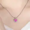 Pingente Colorido Coração Pêssego Quente Vivo Rosa Azul Escuro Esmeralda Ametista Zircônia Pingente de Coração